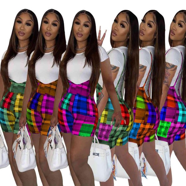 women two piece pants set 2021 spring and summer positioning printing sling color matching plaid shorts + t-shirt short sleeve suits, White
women two piece pants set 2021 spring and summer positioning printing sling color matching plaid shorts + t-shirt short sleeve suits, White