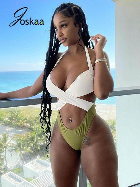 one-piece suits joskaa 2021 summer swimwear women hollow out patchwork beach wear halter backless bandage bathing one piece swimsuit
one-piece suits joskaa 2021 summer swimwear women hollow out patchwork beach wear halter backless bandage bathing one piece swimsuit
