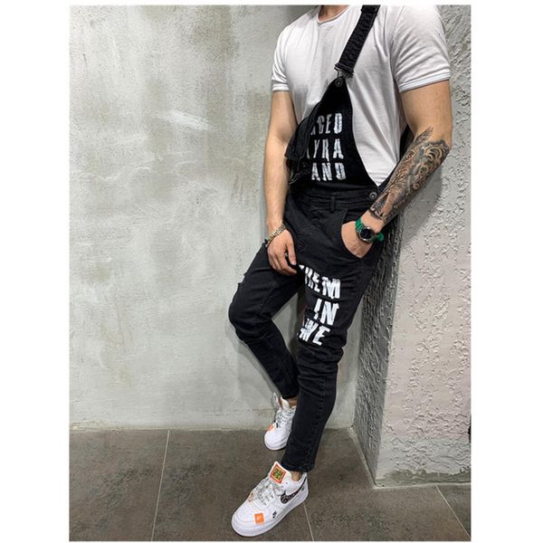 men's jeans letter hip hop fashion ripped jumpsuits street distressed denim bib overalls for man suspender pants siamese tro 7hup, Blue
men's jeans letter hip hop fashion ripped jumpsuits street distressed denim bib overalls for man suspender pants siamese tro 7hup, Blue