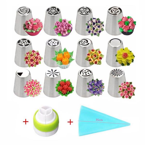 14pcs/set stainless steel russian nozzles icing piping tips set pastry bags coupler fondant cake decorating tools baking &
14pcs/set stainless steel russian nozzles icing piping tips set pastry bags coupler fondant cake decorating tools baking &