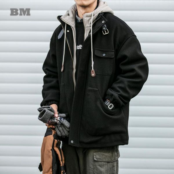 men's wool & blends winter fashion harajuku fake two piece woolen jacket men clothing streetwear loose hooded thick coat korean, Black
men's wool & blends winter fashion harajuku fake two piece woolen jacket men clothing streetwear loose hooded thick coat korean, Black