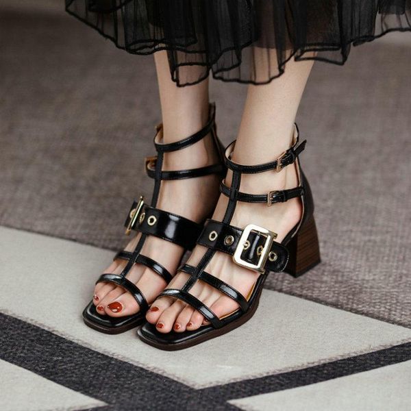 sianie tianie genuine leather open toe bandage strap buckle chunky high heels zipper back punk goth gladiators womens sandals dress shoes, Black
sianie tianie genuine leather open toe bandage strap buckle chunky high heels zipper back punk goth gladiators womens sandals dress shoes, Black