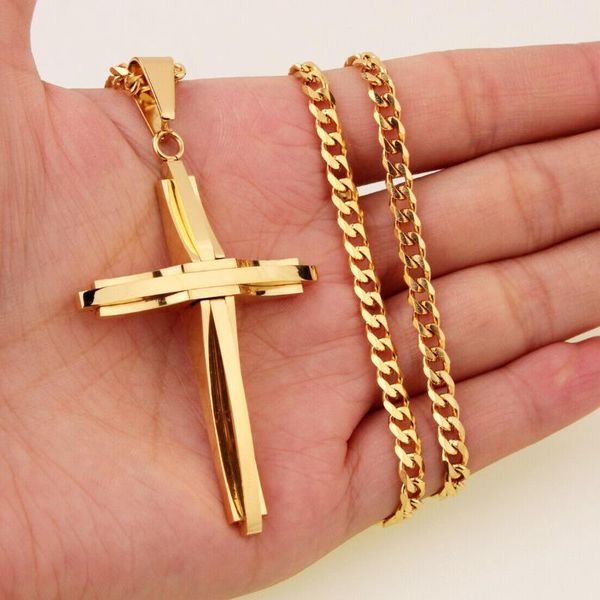 chains polished silver/gold 316l stainless steel cross pendant necklace for men women jewelry religious kpop gift
chains polished silver/gold 316l stainless steel cross pendant necklace for men women jewelry religious kpop gift