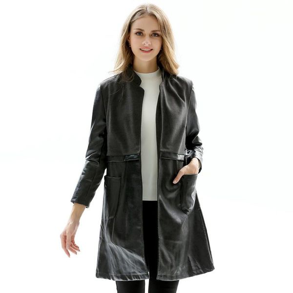 women's leather & faux 2021 autumn women long pu jacket o neck cardigan slim oversized korean style faxu female coat outwear mujer, Black
women's leather & faux 2021 autumn women long pu jacket o neck cardigan slim oversized korean style faxu female coat outwear mujer, Black