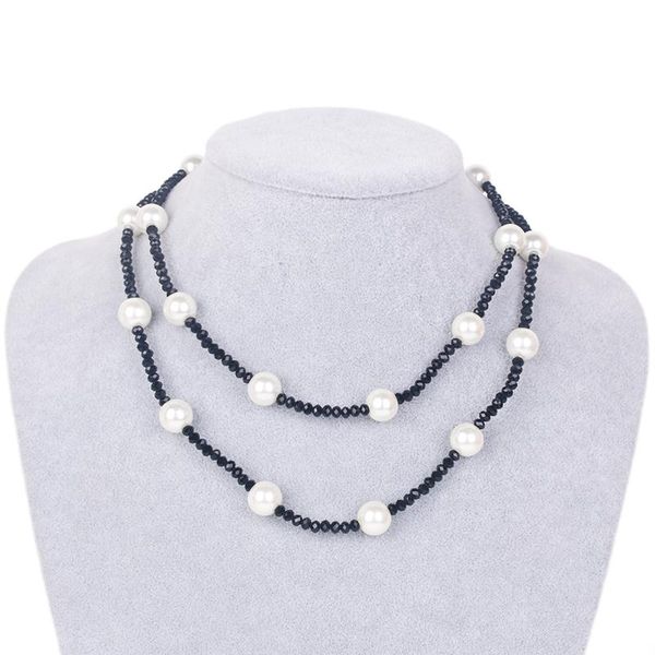 chains fashion double layer pearl necklace black and white beads jewelry for women party prom matching accessories, Silver
chains fashion double layer pearl necklace black and white beads jewelry for women party prom matching accessories, Silver