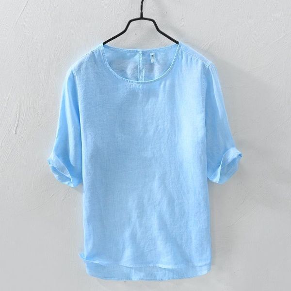 men's casual shirts retro summer pure color men linen lightweight thin loose shir fashion round collar design brand clothing, White;black
men's casual shirts retro summer pure color men linen lightweight thin loose shir fashion round collar design brand clothing, White;black