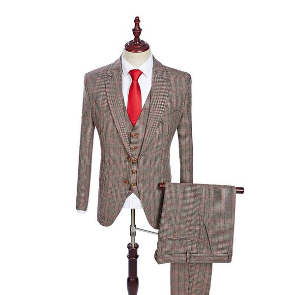 men's suits & blazers wool brown classic tweed custom made slim fit mens 3 piece gentleman style tailor wedding party dresses for men, White;black
men's suits & blazers wool brown classic tweed custom made slim fit mens 3 piece gentleman style tailor wedding party dresses for men, White;black