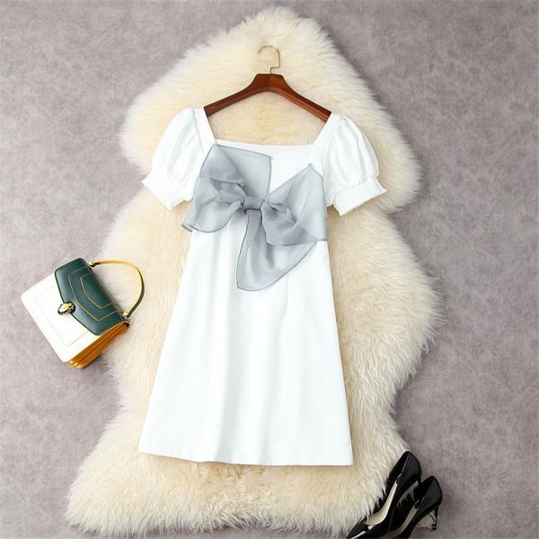 party dresses summer fashion designer puff sleeve square collar bowknot patchwork solid white dress for women elegant sweet office robe, White;black
party dresses summer fashion designer puff sleeve square collar bowknot patchwork solid white dress for women elegant sweet office robe, White;black