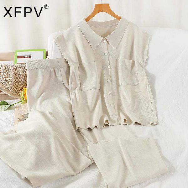 Women's Two Piece Pants XFPV Women Knitting Lapel Sleeveless Top High Waist Elasticity Long Set Fashion Autumn Winter 2021 11D2297, White
Women's Two Piece Pants XFPV Women Knitting Lapel Sleeveless Top High Waist Elasticity Long Set Fashion Autumn Winter 2021 11D2297, White