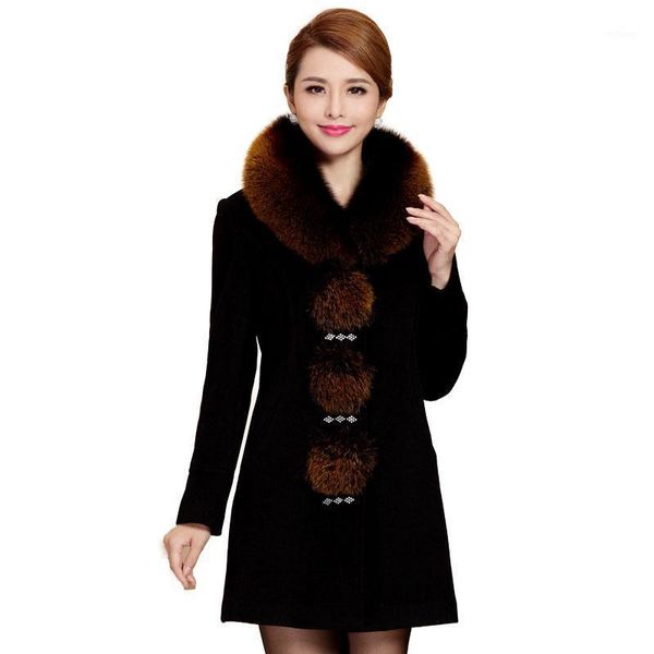 women's wool & blends middle-aged autumn winter jacket female woolen coat warm cotton women mid-length casual plus size outerwear r879, Black
women's wool & blends middle-aged autumn winter jacket female woolen coat warm cotton women mid-length casual plus size outerwear r879, Black