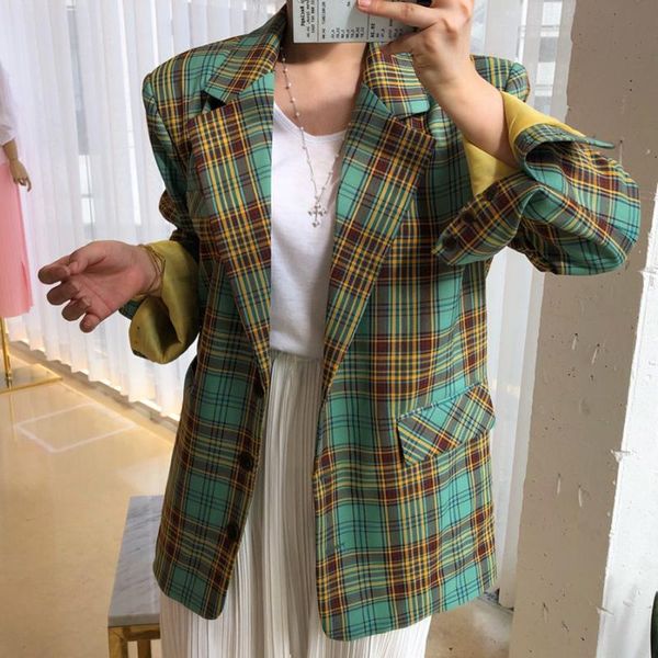 women's suits & blazers korea chic autumn retro british style lapel single-breasted loose wild plaid long-sleeved suit jacket top, White;black
women's suits & blazers korea chic autumn retro british style lapel single-breasted loose wild plaid long-sleeved suit jacket top, White;black