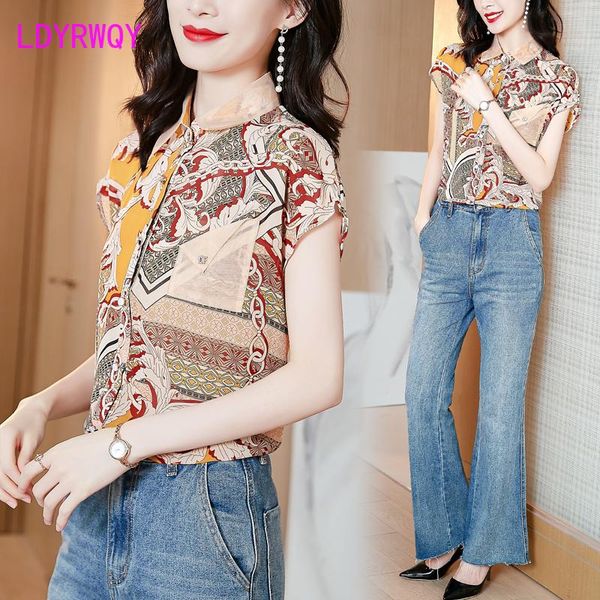 women's blouses & shirts ldyrwqy 2021 summer korean short-sleeved fashion temperament printed slim single-breasted lapel chiffon shirt, White
women's blouses & shirts ldyrwqy 2021 summer korean short-sleeved fashion temperament printed slim single-breasted lapel chiffon shirt, White