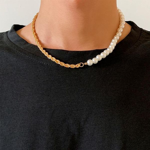 pendant necklaces lacteo 2021 fashion trendy twist clavicle chain choker necklace jewelry for men neo gothic metal imitation pearls, Silver
pendant necklaces lacteo 2021 fashion trendy twist clavicle chain choker necklace jewelry for men neo gothic metal imitation pearls, Silver