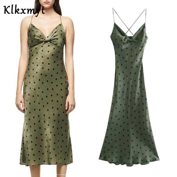 klkxmyt za women chic fashion with knot polka dot midi dress vintage backless cross thin straps female dresses vestidos 210527, Black;gray
klkxmyt za women chic fashion with knot polka dot midi dress vintage backless cross thin straps female dresses vestidos 210527, Black;gray