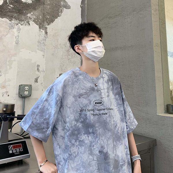 men's t-shirts 2021 versatile hong kong style short sleeve tie dyed t-shirt, White;black
men's t-shirts 2021 versatile hong kong style short sleeve tie dyed t-shirt, White;black