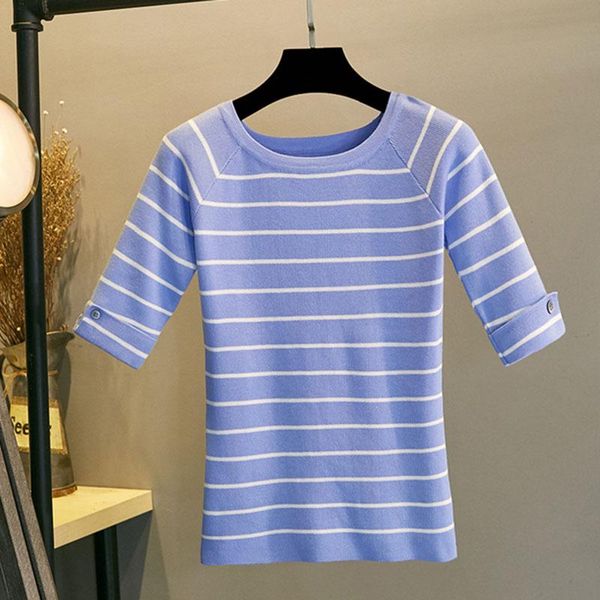 women's sweaters 2021 knitted cool summer pullovers women fashion half sleeve elastic striped slim teenage pull jumper, White;black
women's sweaters 2021 knitted cool summer pullovers women fashion half sleeve elastic striped slim teenage pull jumper, White;black