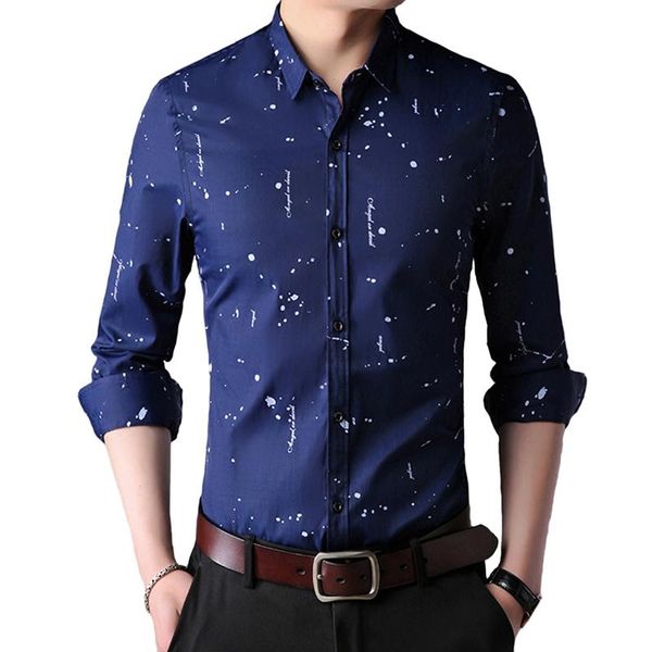 men's casual shirts men dress shirt fashion long sleeved slim fit printed male social camisas de hombre single breasted, White;black
men's casual shirts men dress shirt fashion long sleeved slim fit printed male social camisas de hombre single breasted, White;black