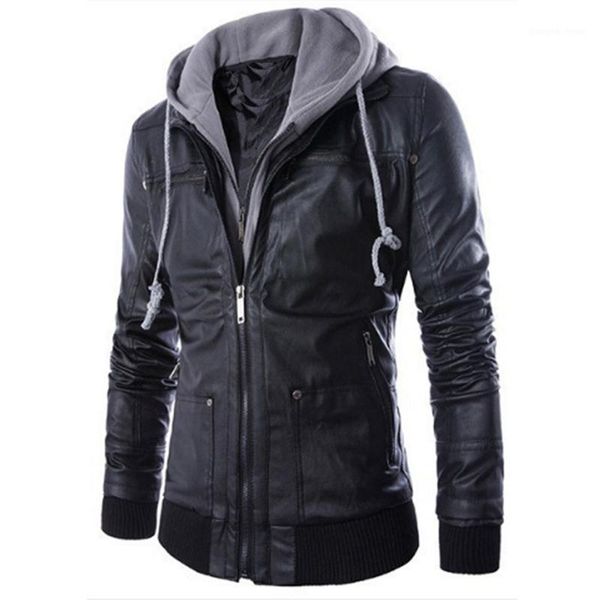 men's fur & faux spring winter brand fashion style male zippers europe hooded detachable false two motorcycle leather jacket, Black
men's fur & faux spring winter brand fashion style male zippers europe hooded detachable false two motorcycle leather jacket, Black