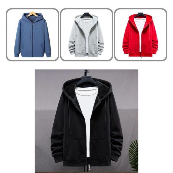 men's sweaters fleece lined simple two pockets drawstring male jacket tracksuit casual sweatshirt stretchy for daily wear, White;black
men's sweaters fleece lined simple two pockets drawstring male jacket tracksuit casual sweatshirt stretchy for daily wear, White;black