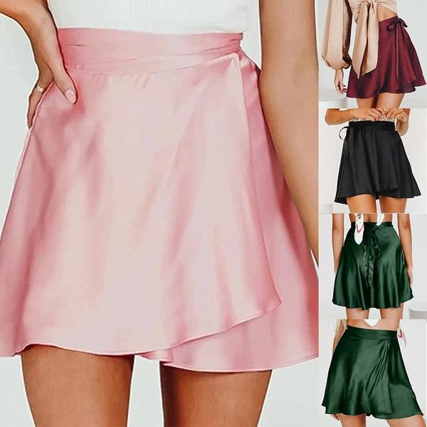 skirts women summer high waist lace-up loose casual chiffon satin mini skirt solid color fashion short, Black
skirts women summer high waist lace-up loose casual chiffon satin mini skirt solid color fashion short, Black