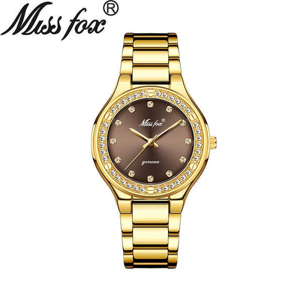 miss fox new quartz watch gold high-grade diamond inlaid women's watch, Slivery;brown
miss fox new quartz watch gold high-grade diamond inlaid women's watch, Slivery;brown