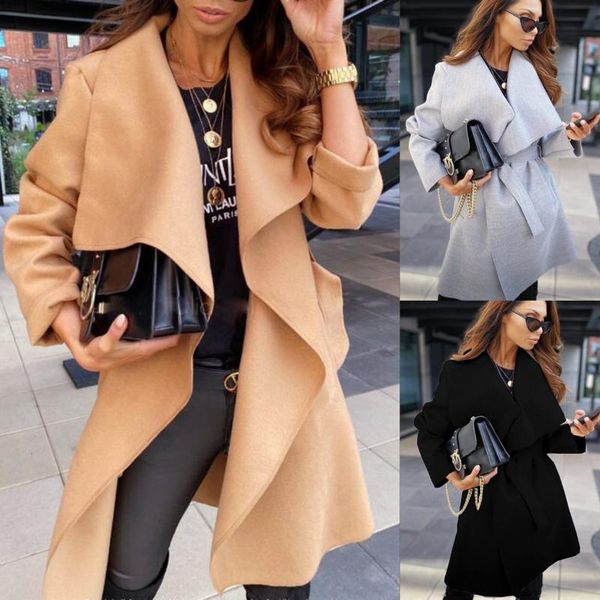 women's wool & blends 2021 autumn and winter style solid color long-sleeved tie cardigan fashion woolen jacket women clothes top, Black
women's wool & blends 2021 autumn and winter style solid color long-sleeved tie cardigan fashion woolen jacket women clothes top, Black