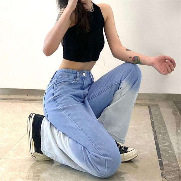 women's jeans women pant woman high waist denim pants wide leg clothing gradual color vintage fashion straight, Blue
women's jeans women pant woman high waist denim pants wide leg clothing gradual color vintage fashion straight, Blue