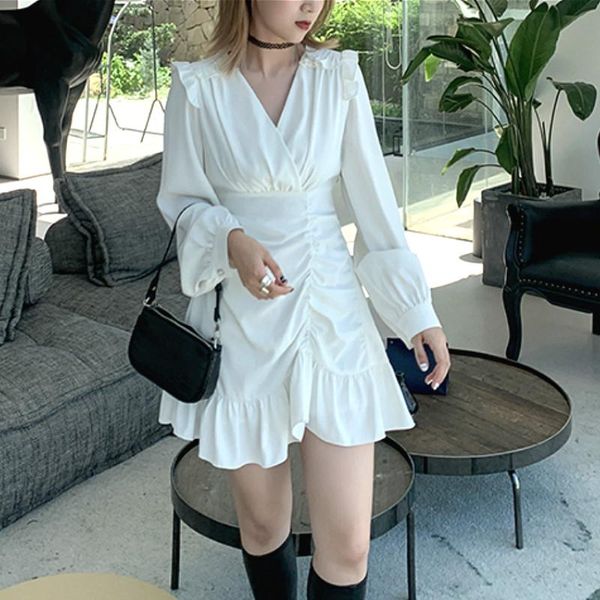 casual dresses draped mini dress women high street french long sleeve waist party elegant female summer clothing korean, Black;gray
casual dresses draped mini dress women high street french long sleeve waist party elegant female summer clothing korean, Black;gray