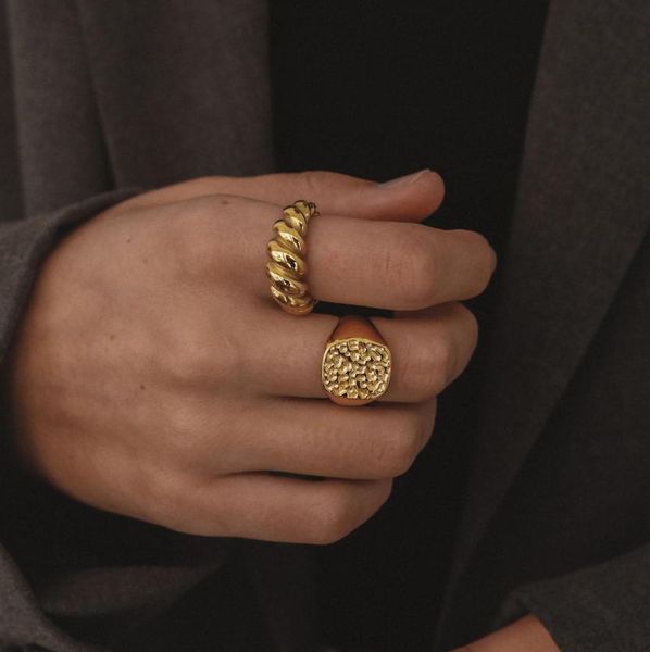 cluster rings croissant vintage textured stainless steel for women gold chunky female waterproof jewelry, Golden;silver
cluster rings croissant vintage textured stainless steel for women gold chunky female waterproof jewelry, Golden;silver