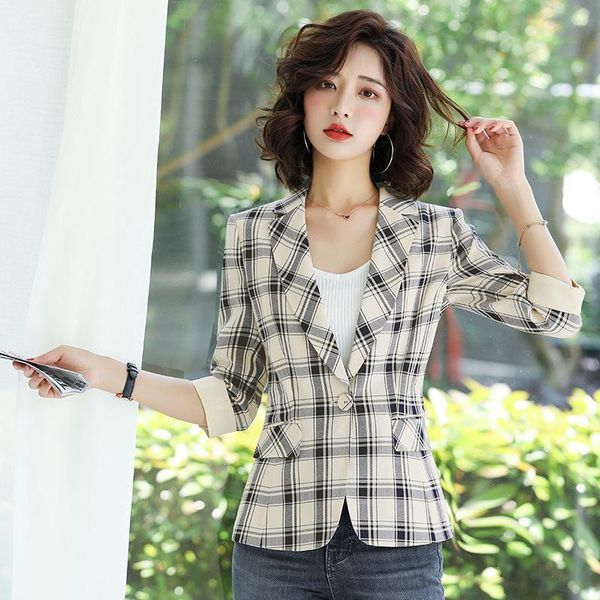 vintage single button plaid women blazer autumn pockets jackets female suits seven-quarter sleeve feminino outerwear women's & blazers, White;black
vintage single button plaid women blazer autumn pockets jackets female suits seven-quarter sleeve feminino outerwear women's & blazers, White;black