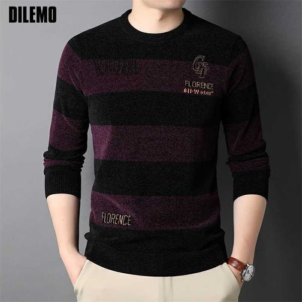 thick warm autum fashion brand solid knit crew pullover men striped sweater winter casual mens clothes 211221, White;black
thick warm autum fashion brand solid knit crew pullover men striped sweater winter casual mens clothes 211221, White;black