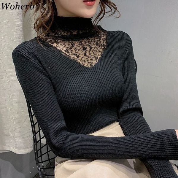 lace patchwork women turtleneck sweater bottom solid pullover fashion autumn winter casual stretchy pull femme chic 210417, White;black
lace patchwork women turtleneck sweater bottom solid pullover fashion autumn winter casual stretchy pull femme chic 210417, White;black