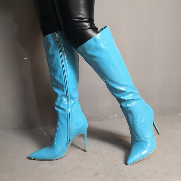handmade real ps womens stiletto high heels boots patent leather pointed-toe half mid-calf boots evening party fashion blue winter shoes d40, Black
handmade real ps womens stiletto high heels boots patent leather pointed-toe half mid-calf boots evening party fashion blue winter shoes d40, Black