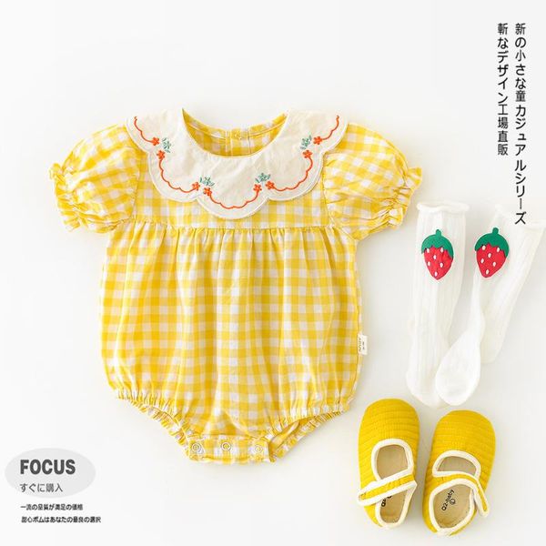 summer ins wind born baby girl plaid doll collar embroidery cool bag fart clothes romper jumpsuits, Blue
summer ins wind born baby girl plaid doll collar embroidery cool bag fart clothes romper jumpsuits, Blue