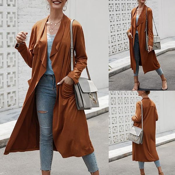 women's trench coats coat female 2021 autumn fashion women brown long style pocket woolen woman's ladies casual loose black oversi, Tan;black
women's trench coats coat female 2021 autumn fashion women brown long style pocket woolen woman's ladies casual loose black oversi, Tan;black