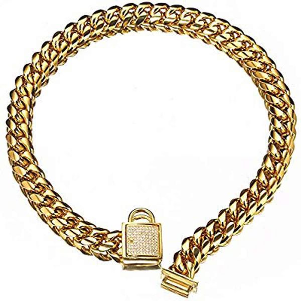 pet collar stainlsteel dog collar gold curb cuban chain dog training walking dog necklace for small large dogs x0509, Black
pet collar stainlsteel dog collar gold curb cuban chain dog training walking dog necklace for small large dogs x0509, Black