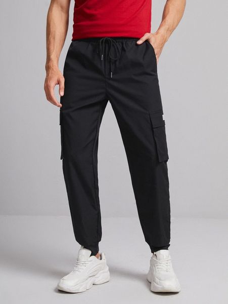 men patched detail flap pocket pants 33je#, Black
men patched detail flap pocket pants 33je#, Black