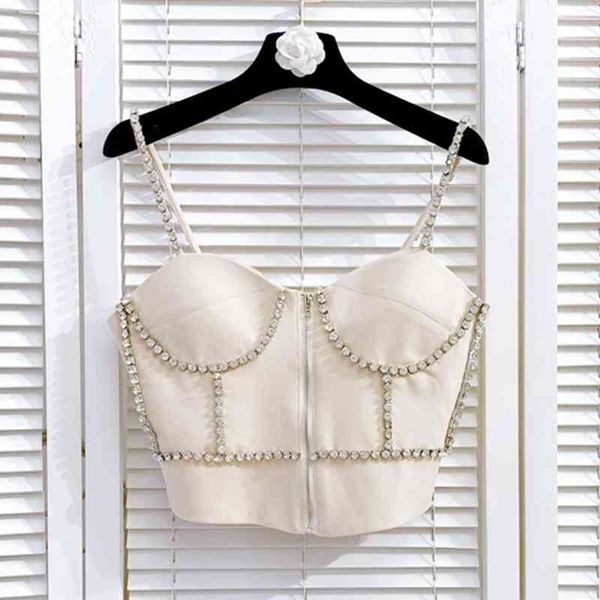 2021 summer beading bling diamond slings harvest with straps short female nightclub body mold mujer, White
2021 summer beading bling diamond slings harvest with straps short female nightclub body mold mujer, White