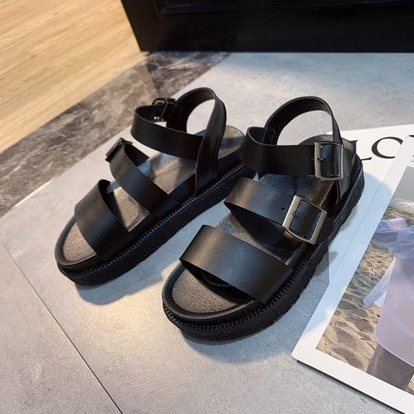 summer shoes woman flat platform sandals women soft leather casual open toe gladiator heel sandalia plataforma, Black
summer shoes woman flat platform sandals women soft leather casual open toe gladiator heel sandalia plataforma, Black