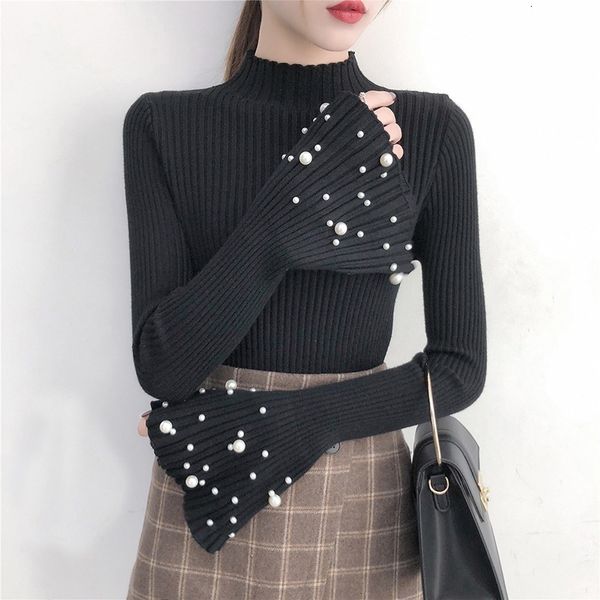 sweater women pullover knitting long sleeve slim beaded sweater 2021 autumn winter fashion sweaters, White;black
sweater women pullover knitting long sleeve slim beaded sweater 2021 autumn winter fashion sweaters, White;black