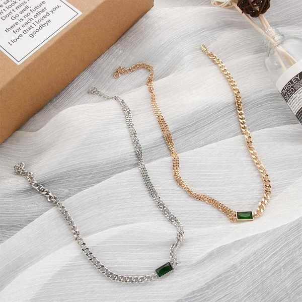 chokers chunky fashion crystal simple punk style minimalist chain necklace emerald pendant clavicle short choker, Golden;silver 
chokers chunky fashion crystal simple punk style minimalist chain necklace emerald pendant clavicle short choker, Golden;silver