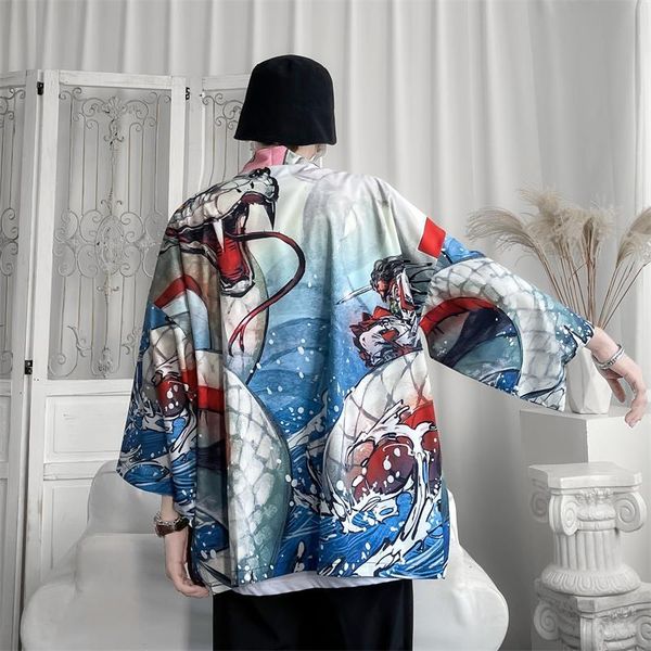 traditional print cardigan couple kimonos japanese kimono men casual harajuku beach loose thin half sleeve shirt coat streetwear men's, White;black
traditional print cardigan couple kimonos japanese kimono men casual harajuku beach loose thin half sleeve shirt coat streetwear men's, White;black