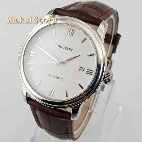 gold 40mm gouser white scoreboard hands sapphire date automatic fashion simple men mechanical watch 2835, Slivery;brown
gold 40mm gouser white scoreboard hands sapphire date automatic fashion simple men mechanical watch 2835, Slivery;brown