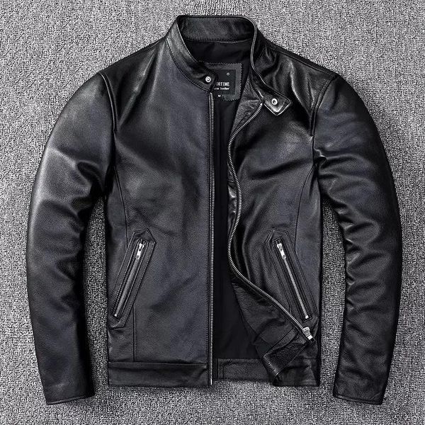 men's leather & faux 2021 autumn winter genuine jacket vintage cowhide coat men fashion biker slim fit male casual clothes e431, Black
men's leather & faux 2021 autumn winter genuine jacket vintage cowhide coat men fashion biker slim fit male casual clothes e431, Black