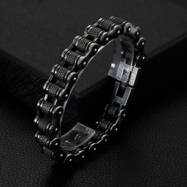 link, chain big brushed bike bracelet cool biker bicycle men's fashion male stainless steel hand jewelry, Black
link, chain big brushed bike bracelet cool biker bicycle men's fashion male stainless steel hand jewelry, Black