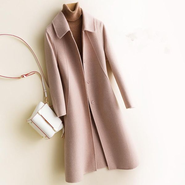 women's wool & blends jacket women 2021 autumn winter big size loose turndown long cashmere outerwear double sided coat female, Black
women's wool & blends jacket women 2021 autumn winter big size loose turndown long cashmere outerwear double sided coat female, Black