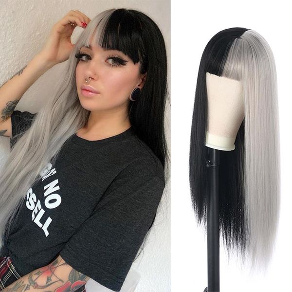 youngther hair black and white long straight wigs synthetic high temperature fiber cosplay wig 24inch women
youngther hair black and white long straight wigs synthetic high temperature fiber cosplay wig 24inch women
