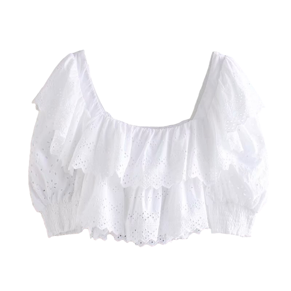women's blouses & shirts elegant women hollow out 2021 fashion ladies white embroidery short shirt female chic loose sweet girls
women's blouses & shirts elegant women hollow out 2021 fashion ladies white embroidery short shirt female chic loose sweet girls
