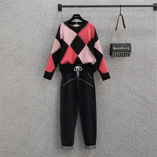 women's two piece pants oversized casual 2 pieces sets women streetwear lattice pullover +pants jeans loose knit sweater outwear lady p, White
women's two piece pants oversized casual 2 pieces sets women streetwear lattice pullover +pants jeans loose knit sweater outwear lady p, White