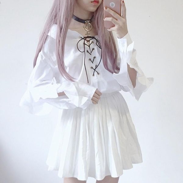 women's blouses & shirts floral satin bow tie front collar long sleeve chiffon blouse summer lantern, White
women's blouses & shirts floral satin bow tie front collar long sleeve chiffon blouse summer lantern, White